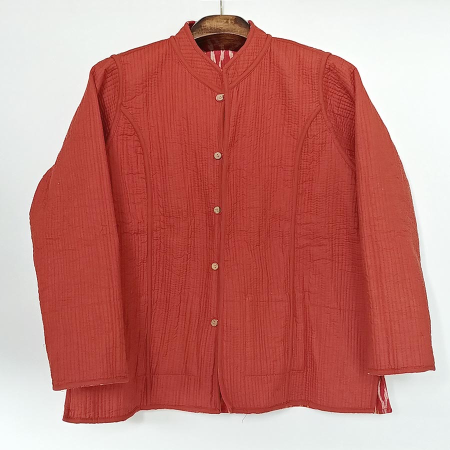 chaqueta algodon reversible roja