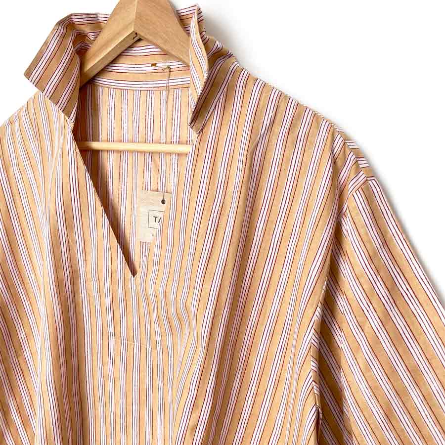 camisa blusón de algodón estampado rayas