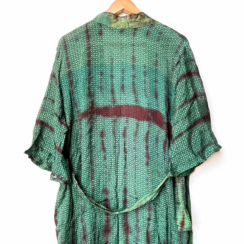 kimono de seda corto verde